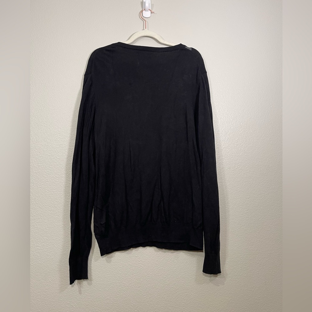 Croft & Barrow Shirt Sweeter Pullover Black and Gray Argyle V-Neck Sweater Men L - Picture 3 of 3